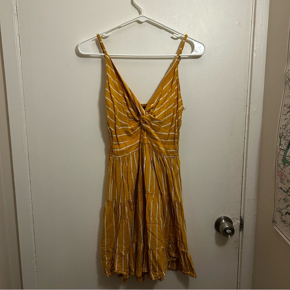 Yellow Striped Women's Skater Dress